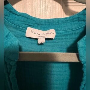 Turquoise sleeveless gauze dress